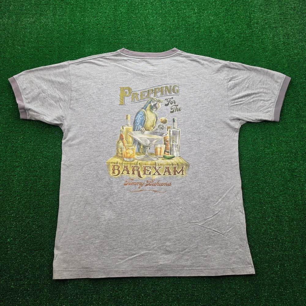 Tommy Bahama Tshirt Mens Medium Gray Prepping For The Bar Exam Graphic Beach Tee